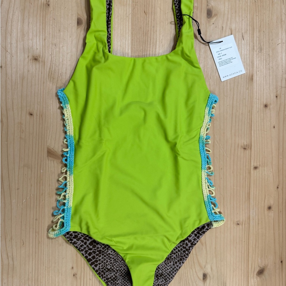 Acacia Bordeaux one piece in Wasabi crochet
